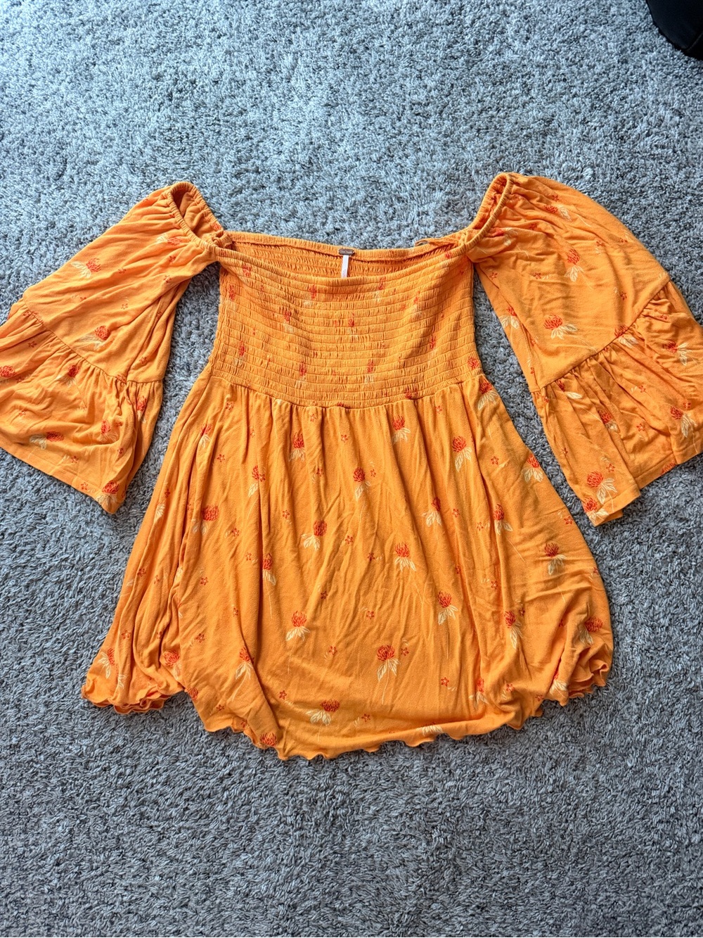 Free People Orange Off-Shoulder Boho